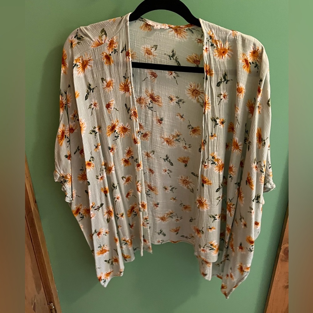 Green floral flowy cardigan coverup